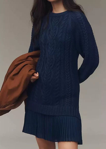 Street Cozy Knit Pileli Mini Elbise