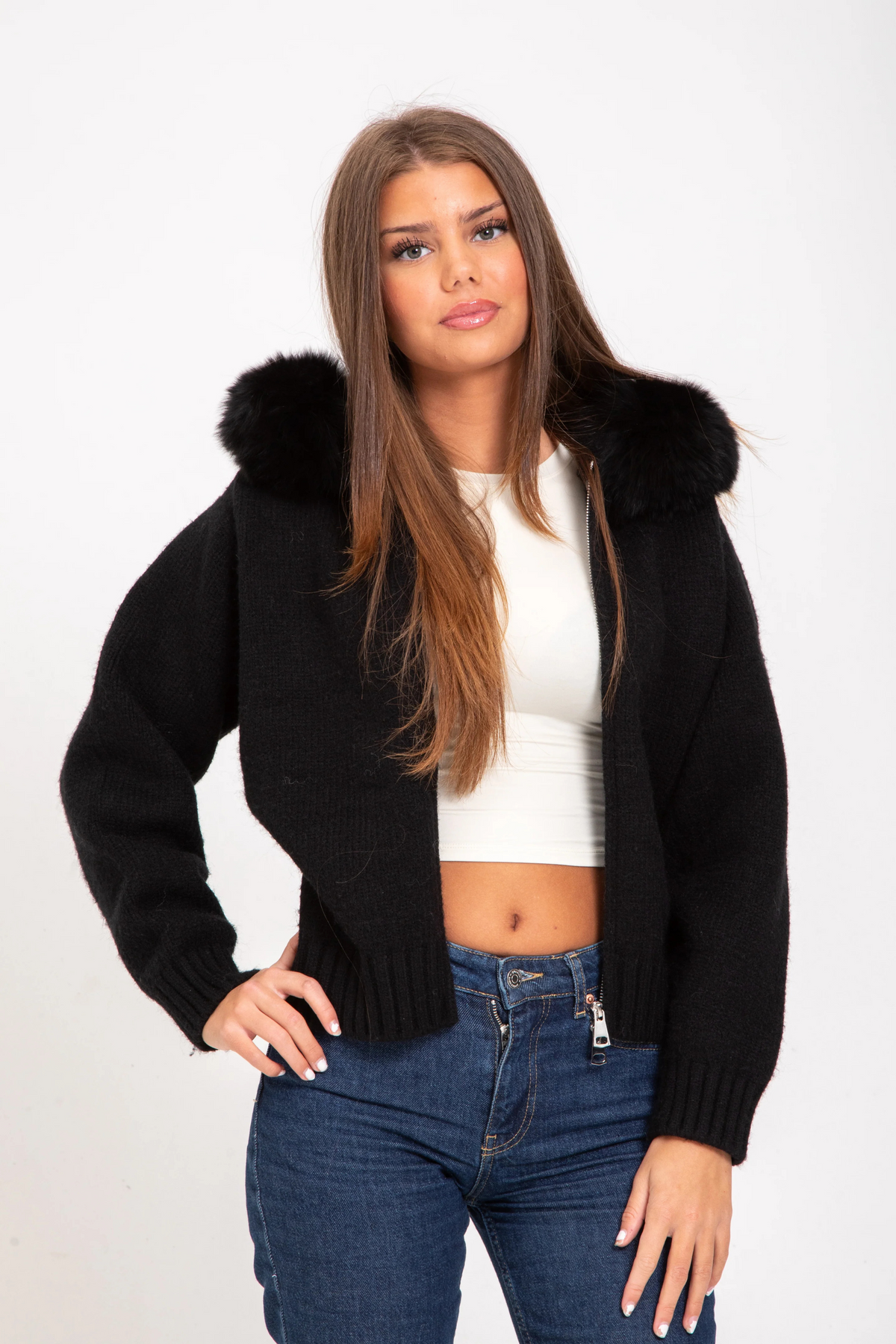 Maskot CozyFur Knit kapüşonlu