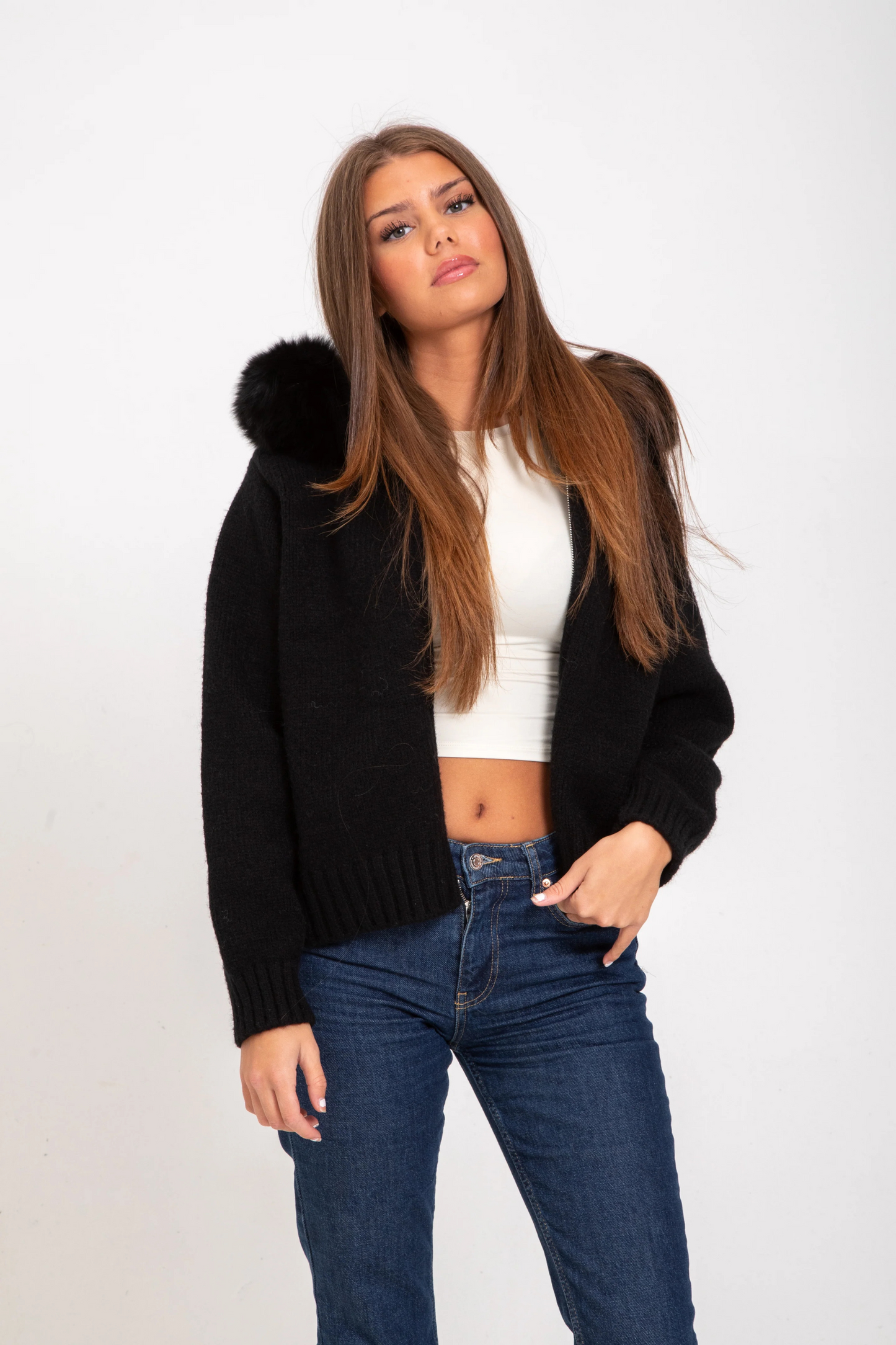 Maskot CozyFur Knit kapüşonlu