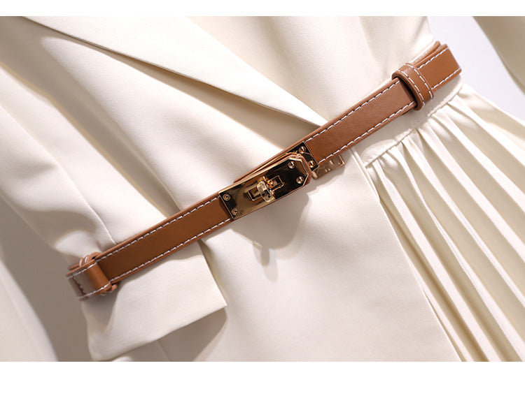 Pileli Midi Blazer Elbise