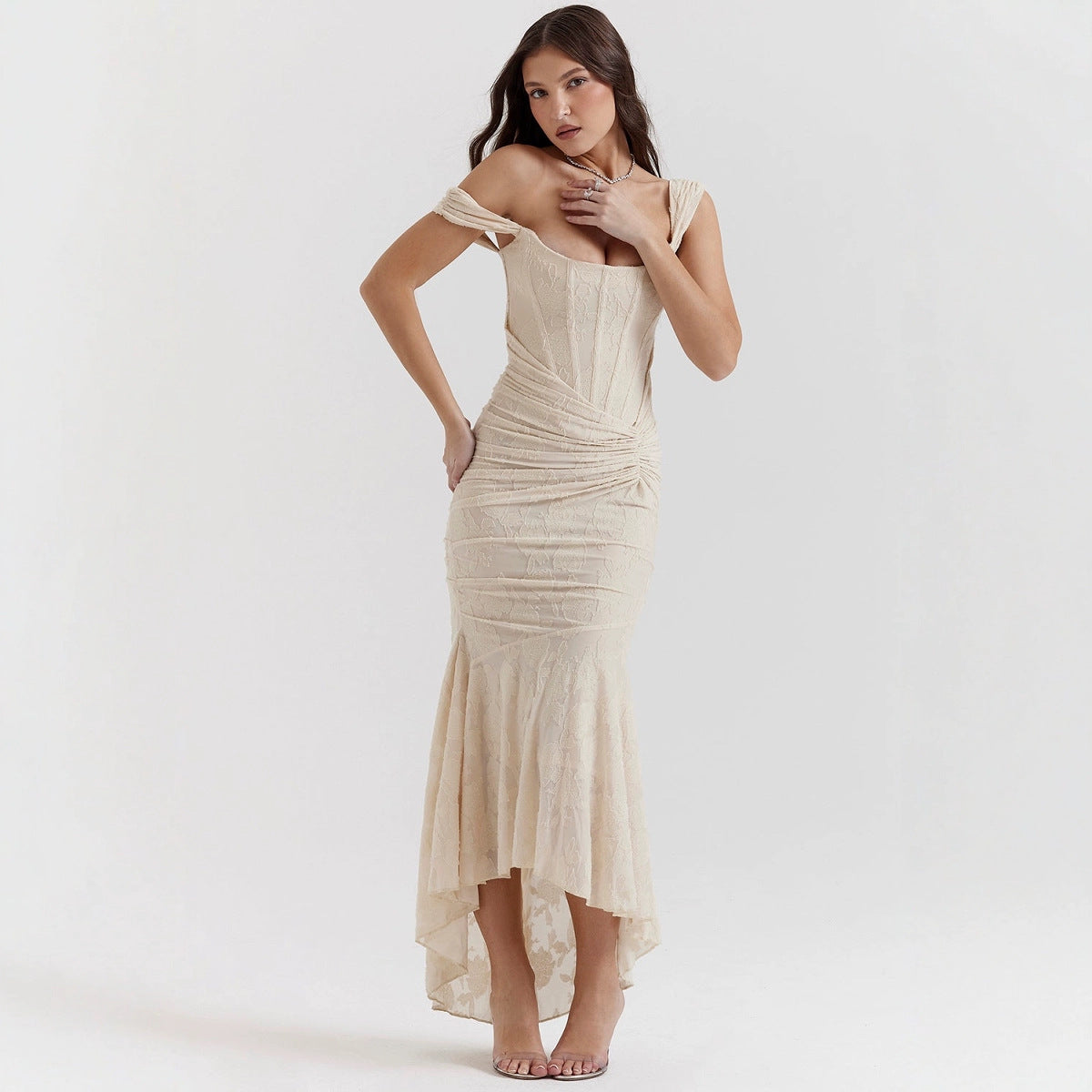 Charlotte Çiçek Jakarlı Maxi Elbise