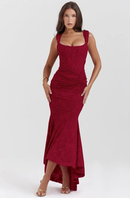 Charlotte Çiçek Jakarlı Maxi Elbise