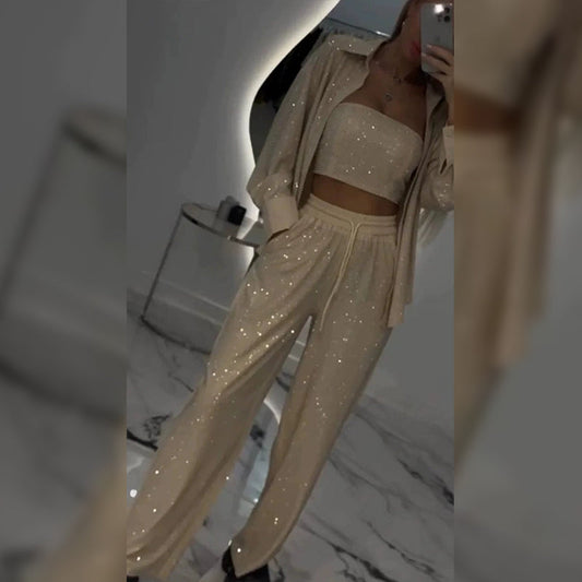 Diamond Glow Payetli İkili Takım