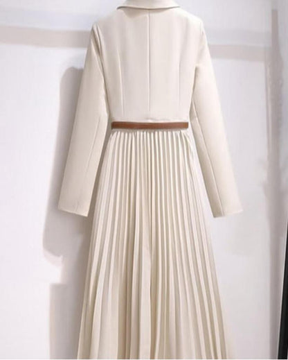 Pileli Midi Blazer Elbise